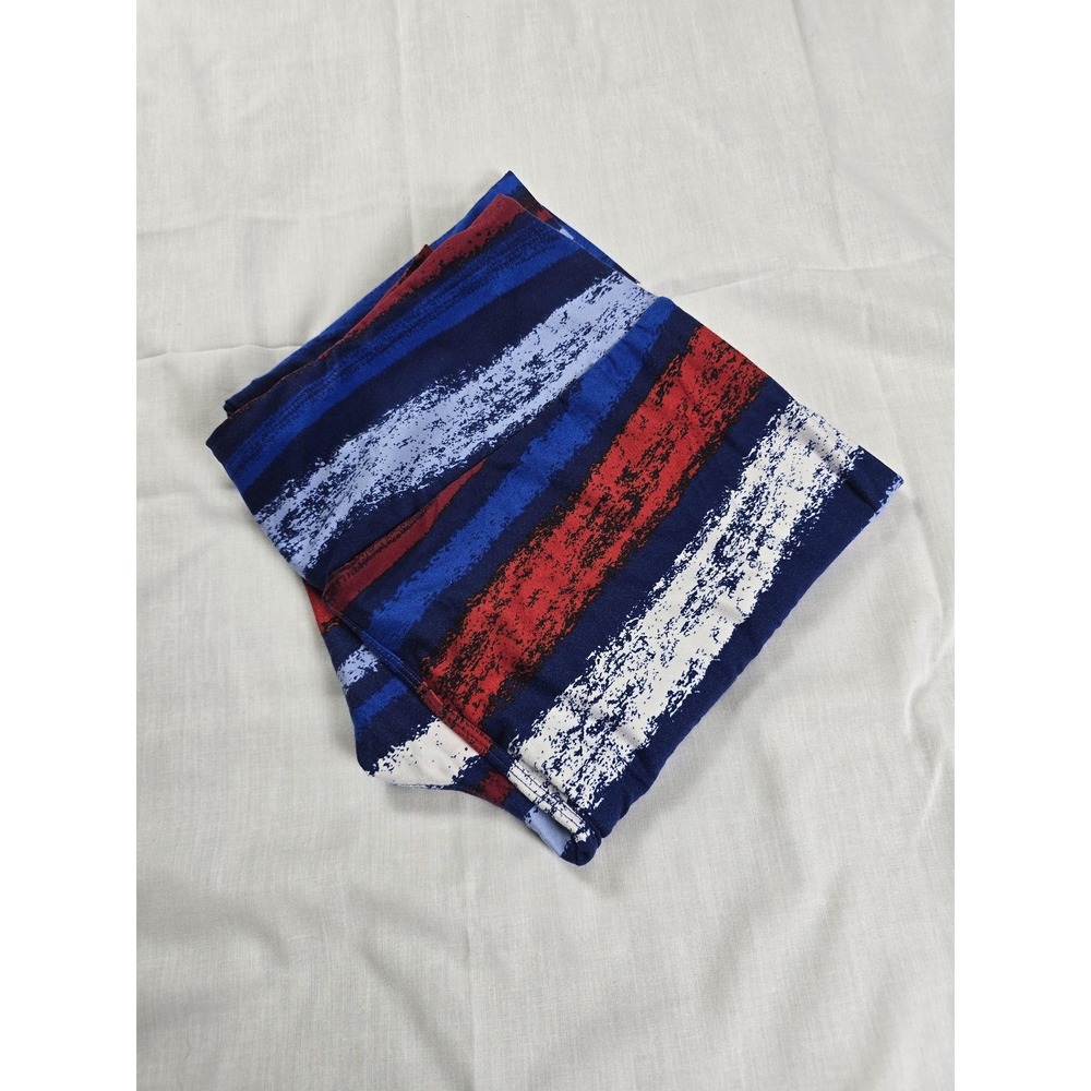 LuLaRoe Leggings Womens One Size Blue Red White Striped Soft Stretchy Pants